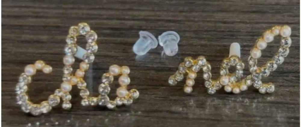 Chanel Gold, Rhinestone Pearl Earrings - Picture 3 of 4